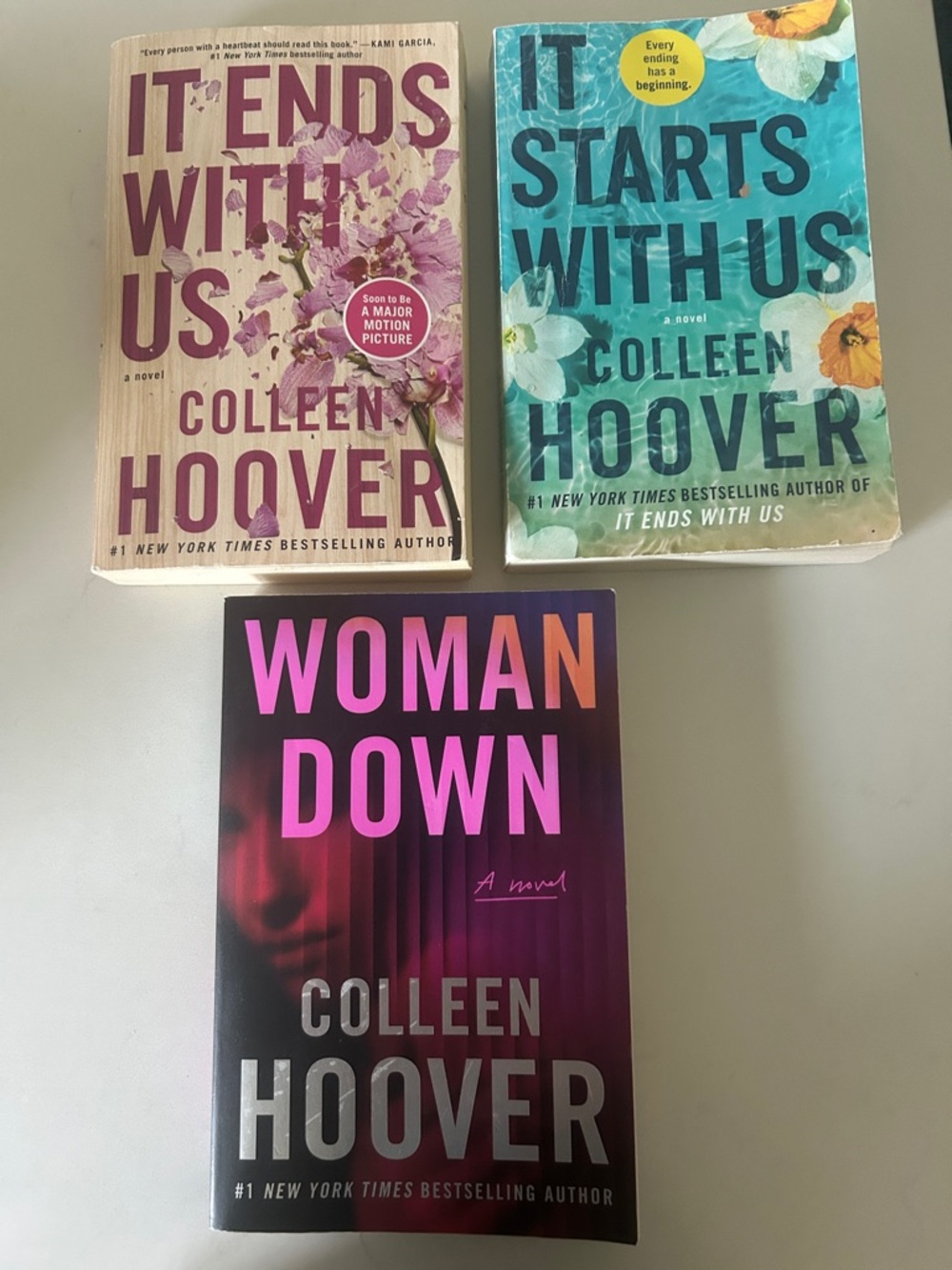 Colleen Hoover - 3 book set - Begins with Us, Ends with us, Woman Down Paperback